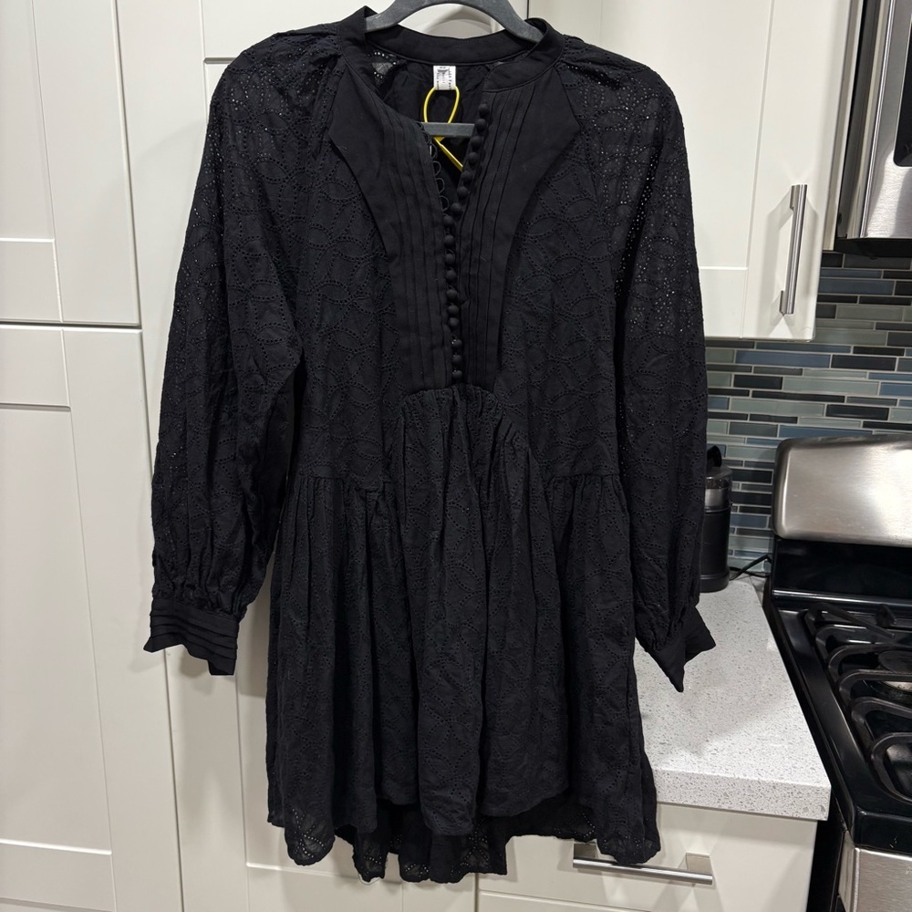 Black Long Sleeve Lace Dress - Women